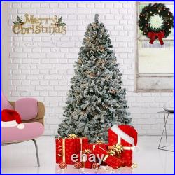 7.5 FT Christmas Tree Snow Flocke Pre-lit Artificial Automatic Tree with Light
