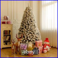 7.5 FT Christmas Tree Snow Flocke Pre-lit Artificial Automatic Tree with Light