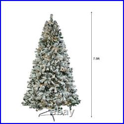 7.5 FT Christmas Tree Snow Flocke Pre-lit Artificial Automatic Tree with Light