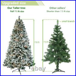 7.5 FT Christmas Tree Snow Flocke Pre-lit Artificial Automatic Tree with Light