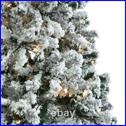 7.5 FT Christmas Tree Snow Flocke Pre-lit Artificial Automatic Tree with Light