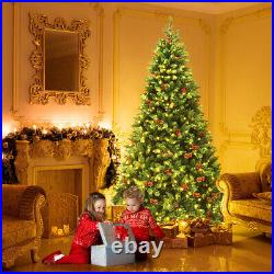 7.5 FT Pre-lit Hinged Christmas Tree with Red Berries 550 LED Lights & Pine Cones 7.5 FT Pre-lit Hinged Christmas Tree with Red Berries 550 LED Lights & Pine Cones