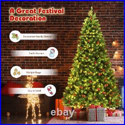 7.5 FT Pre-lit Hinged Christmas Tree with Red Berries 550 LED Lights & Pine Cones 7.5 FT Pre-lit Hinged Christmas Tree with Red Berries 550 LED Lights & Pine Cones
