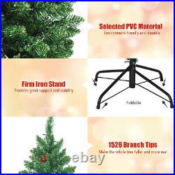 7.5 FT Pre-lit Hinged Christmas Tree with Red Berries 550 LED Lights & Pine Cones 7.5 FT Pre-lit Hinged Christmas Tree with Red Berries 550 LED Lights & Pine Cones