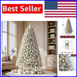 7.5 FT Pre-lit Snow Flocked Christmas Tree with Remote Control & 350 LED Lights