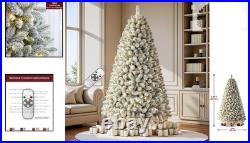 7.5 FT Pre-lit Snow Flocked Christmas Tree with Remote Control & 350 LED Lights