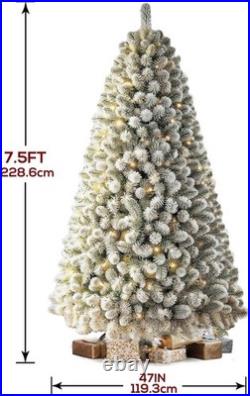 7.5 FT Pre-lit Snow Flocked Christmas Tree with Remote Control & 350 LED Lights