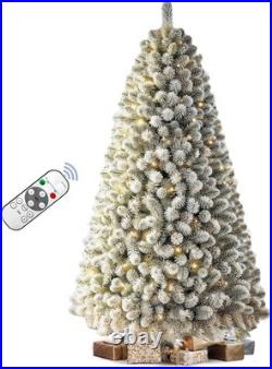7.5 FT Pre-lit Snow Flocked Christmas Tree with Remote Control & 350 LED Lights