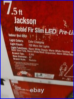 7.5 Ft. Pre-Lit LED Jackson Noble Fir Slim Artificial Christmas Tree Holiday