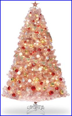 7.5 Ft Prelit Artificial Christmas Tree with 450 Warm White Lights, Pre-Lit Snow