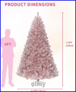 7.5 Ft Prelit Artificial Christmas Tree with 450 Warm White Lights, Pre-Lit Snow