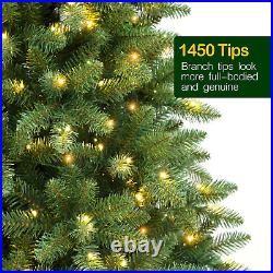 7.5 Ft Prelit Christmas Tree Artificial 450 Warm White Lights 1450 Tips Hinged
