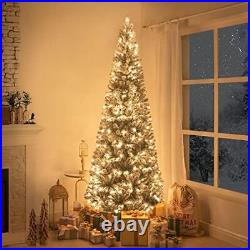 7.5 Ft Slim Prelit Frosted Christmas Tree 350 Warm Lights Realistic Branch Tips 7.5 Ft Slim Prelit Frosted Christmas Tree 350 Warm Lights Realistic Branch Tips