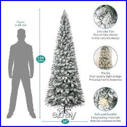 7.5 Ft Slim Prelit Frosted Christmas Tree 350 Warm Lights Realistic Branch Tips 7.5 Ft Slim Prelit Frosted Christmas Tree 350 Warm Lights Realistic Branch Tips