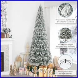 7.5 Ft Slim Prelit Frosted Christmas Tree 350 Warm Lights Realistic Branch Tips 7.5 Ft Slim Prelit Frosted Christmas Tree 350 Warm Lights Realistic Branch Tips