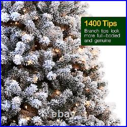 7.5 Ft Snow Flocked Christmas Tree Artificial & Pine Cones 500 Light Warm White