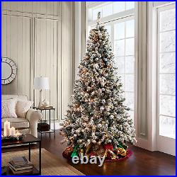 7.5 Ft Snow Flocked Christmas Tree Artificial & Pine Cones 500 Light Warm White