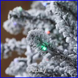 7.5 Ft. Starry Light Fraser Fir Flocked LED Pre Lit Artificial Christmas Tree wi