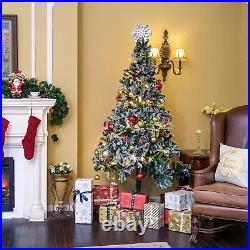 7.5 Ft White Christmas Tree Artificial with Topper & 66FT Fairy Lights Xmas Decor 7.5 Ft White Christmas Tree Artificial with Topper & 66FT Fairy Lights Xmas Decor