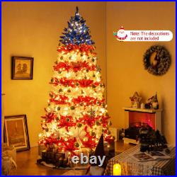 7.5' Patriotic Pre-Lit Artificial Christmas Tree with1341 Branch Tips 480 Lights