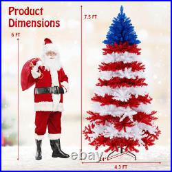 7.5' Patriotic Pre-Lit Artificial Christmas Tree with1341 Branch Tips 480 Lights