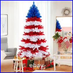 7.5' Patriotic Pre-Lit Artificial Christmas Tree with1341 Branch Tips 480 Lights