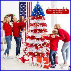 7.5' Patriotic Pre-Lit Artificial Christmas Tree with1341 Branch Tips 480 Lights