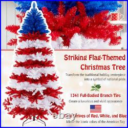 7.5' Patriotic Pre-Lit Artificial Christmas Tree with1341 Branch Tips 480 Lights