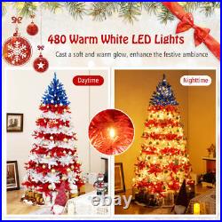 7.5' Patriotic Pre-Lit Artificial Christmas Tree with1341 Branch Tips 480 Lights