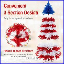 7.5' Patriotic Pre-Lit Artificial Christmas Tree with1341 Branch Tips 480 Lights