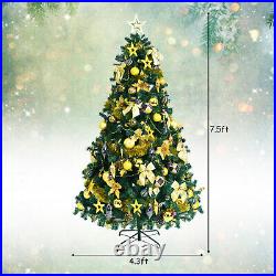 7.5' Pre-Lit Artificial Christmas Tree 1100 Tips with140 Ornaments and 250 Lights