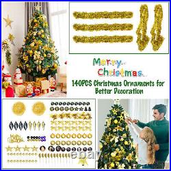 7.5' Pre-Lit Artificial Christmas Tree 1100 Tips with140 Ornaments and 250 Lights