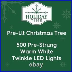 7.5' Pre-Lit Birchwood Fir Green Artificial Christmas Tree With Warm LED Lights
