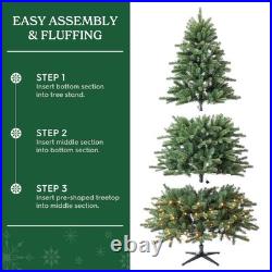 7.5' Pre-Lit Birchwood Fir Green Artificial Christmas Tree With Warm LED Lights