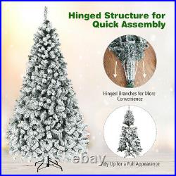 7.5' Pre-Lit Premium Snow Flocked Hinged Artificial Christmas Tree with 450 Light