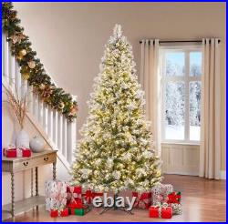 7.5' Pre-lit Glitter Flocked Artificial Christmas Tree NEW