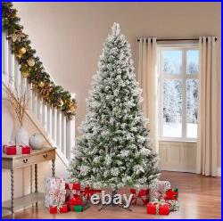 7.5' Pre-lit Glitter Flocked Artificial Christmas Tree NEW