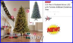 7.5' Pre-lit Radiant Micro LED Color White Twinkle Artificial Christmas Tree 7.5