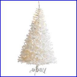 7.5' White Artificial Christmas Tree with Bendable Branches and Clear LED Lights