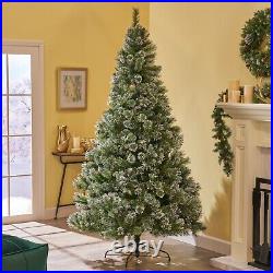 7.5-ft Cashmere Mixed Needles Hinged Artificial Christmas Tree with Snow