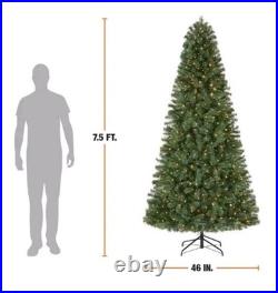 7.5 ft Festive Pine LED Multicolored or White Pre-Lit Artificial Christmas Tree