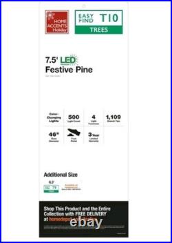 7.5 ft Festive Pine LED Multicolored or White Pre-Lit Artificial Christmas Tree