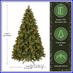 7.5 ft Pre-Lit Carolina Pine Artificial Christmas Tree, 750 Clear Lights, 1,3