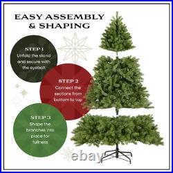 7.5 ft Pre-Lit Carolina Pine Artificial Christmas Tree, 750 Clear Lights, 1,3