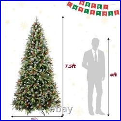 7.5 ft Pre-Lit Frosted Pine Artificial Christmas Tree with 2514 Tips 500 Lights