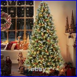 7.5 ft Pre-Lit Frosted Pine Artificial Christmas Tree with 2514 Tips 500 Lights