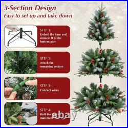 7.5 ft Pre-Lit Frosted Pine Artificial Christmas Tree with 2514 Tips 500 Lights
