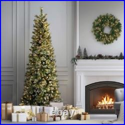 7.5 ft. Pre-Lit Glittery Bristle Slim Tree with Clear Lights, Plug-In