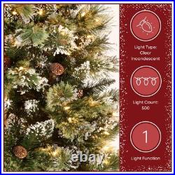 7.5 ft. Pre-Lit Glittery Bristle Slim Tree with Clear Lights, Plug-In