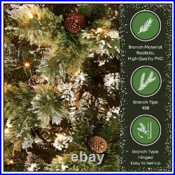 7.5 ft. Pre-Lit Glittery Bristle Slim Tree with Clear Lights, Plug-In